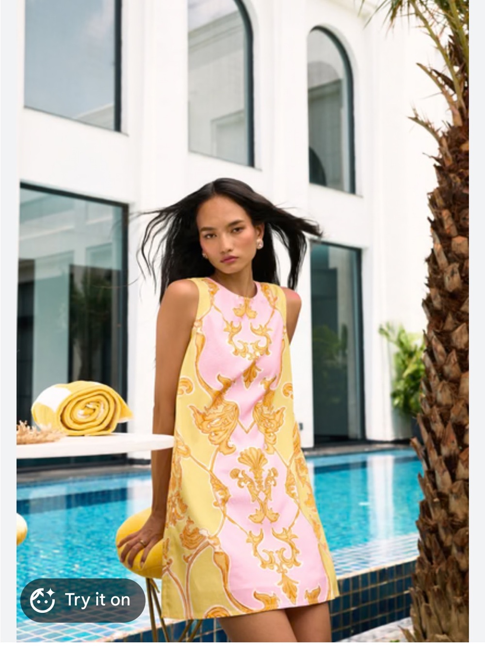 Beyond By Vera Frankie Dress Sirens Blush Large NWT Pink Yellow Shift Midi Mini - Picture 4 of 15